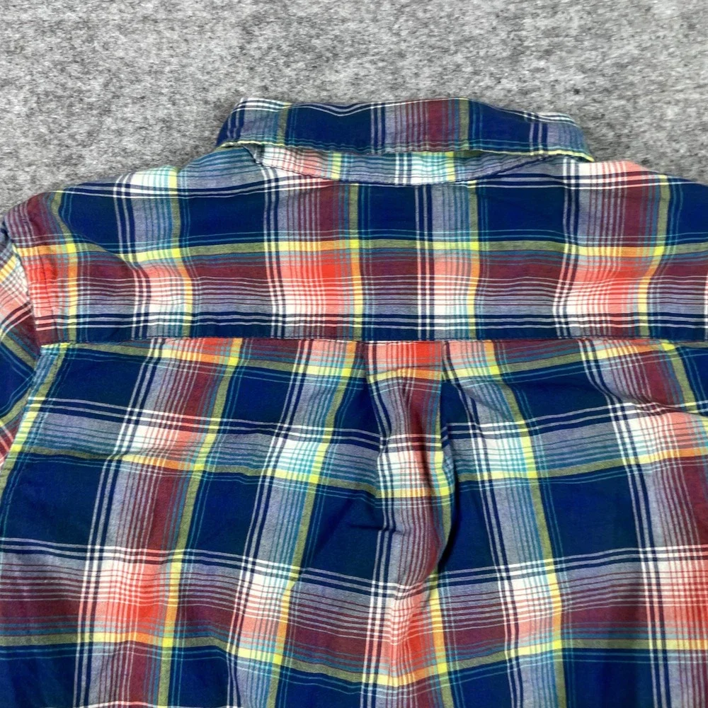 Ralph Lauren Button Down Shirt Boys L (14-16) Blue Plaid Long Sleeve Classic